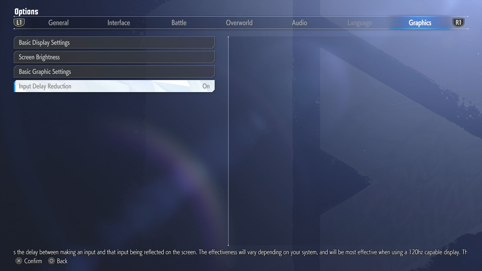 picture of input delay reduction in the graphics menu